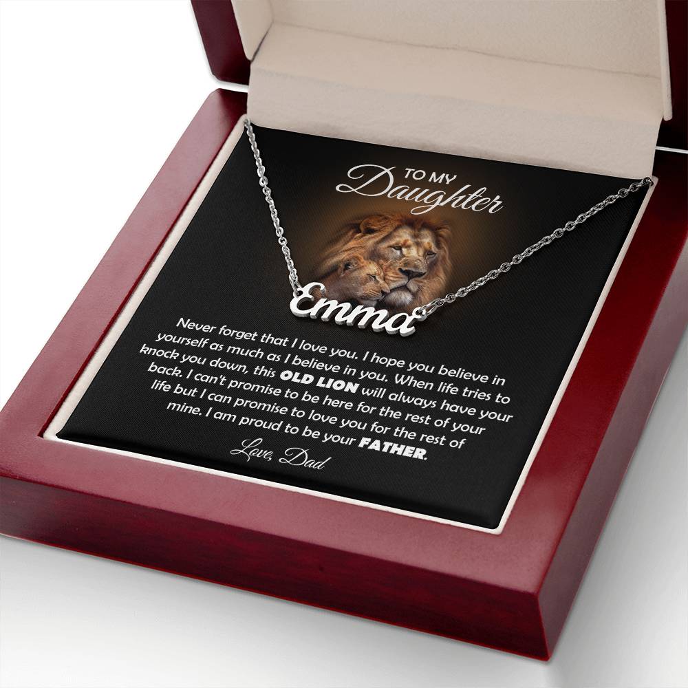 TO MY DAUGHTER OLD LION NAME NECKLACE GIFT SET