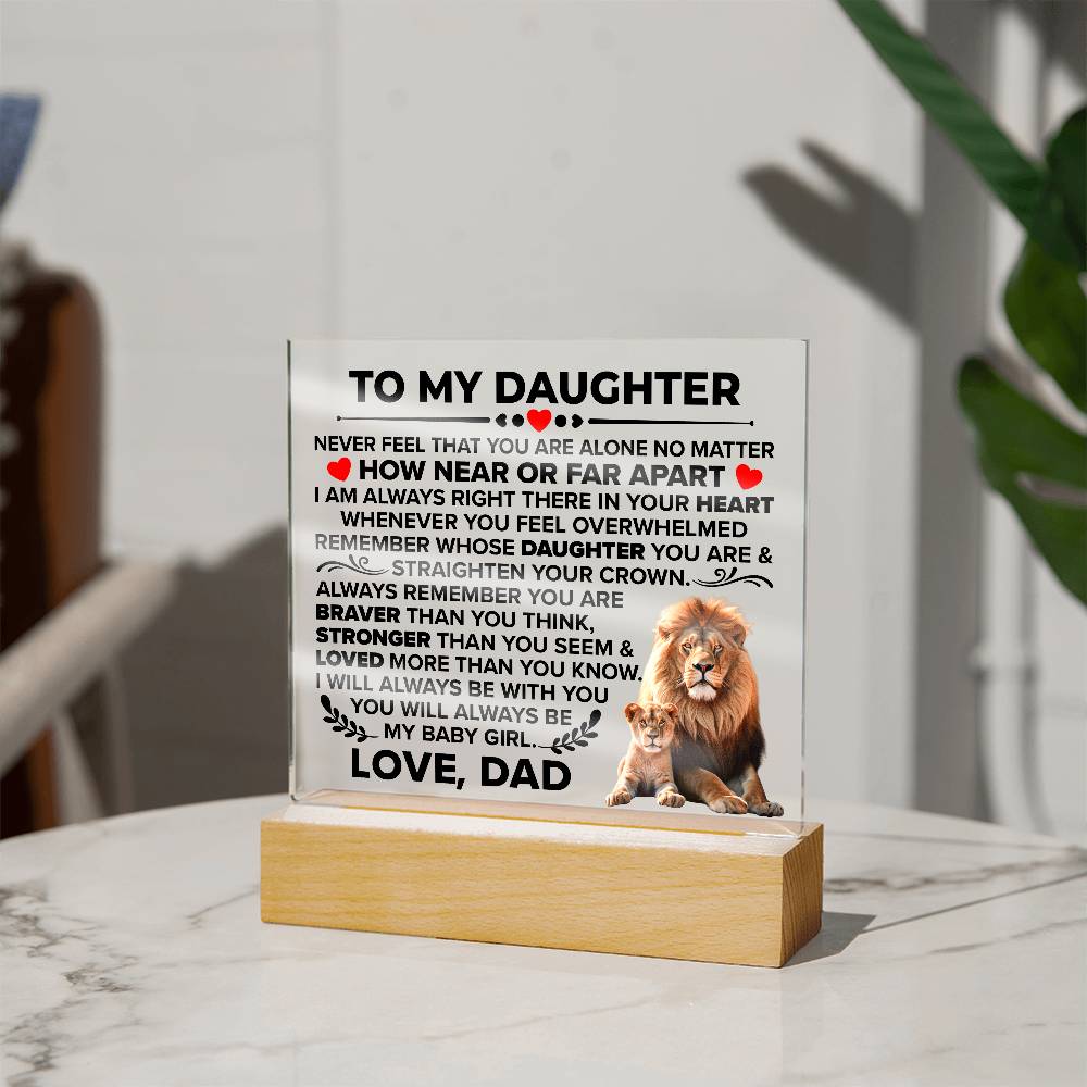 TO MY DAUGHTER BRAVER SQUARE ACRYLIC