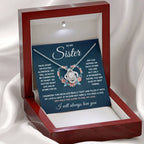 TO MY SISTER SQUEEZED LOVE KNOT NECKLACE GIFT SET