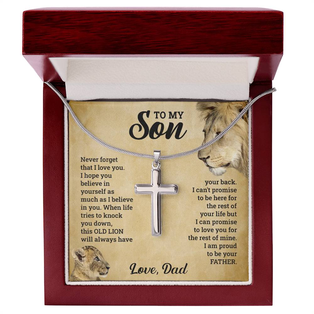 TO MY SON THIS OLD LION CROSS NECKLACE GIFT SET